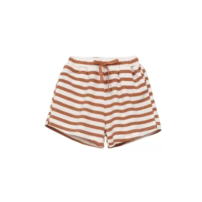Waffle Stripe Shorts-Orange