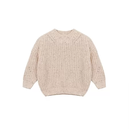 Speckled Cotton Sweater-Khaki