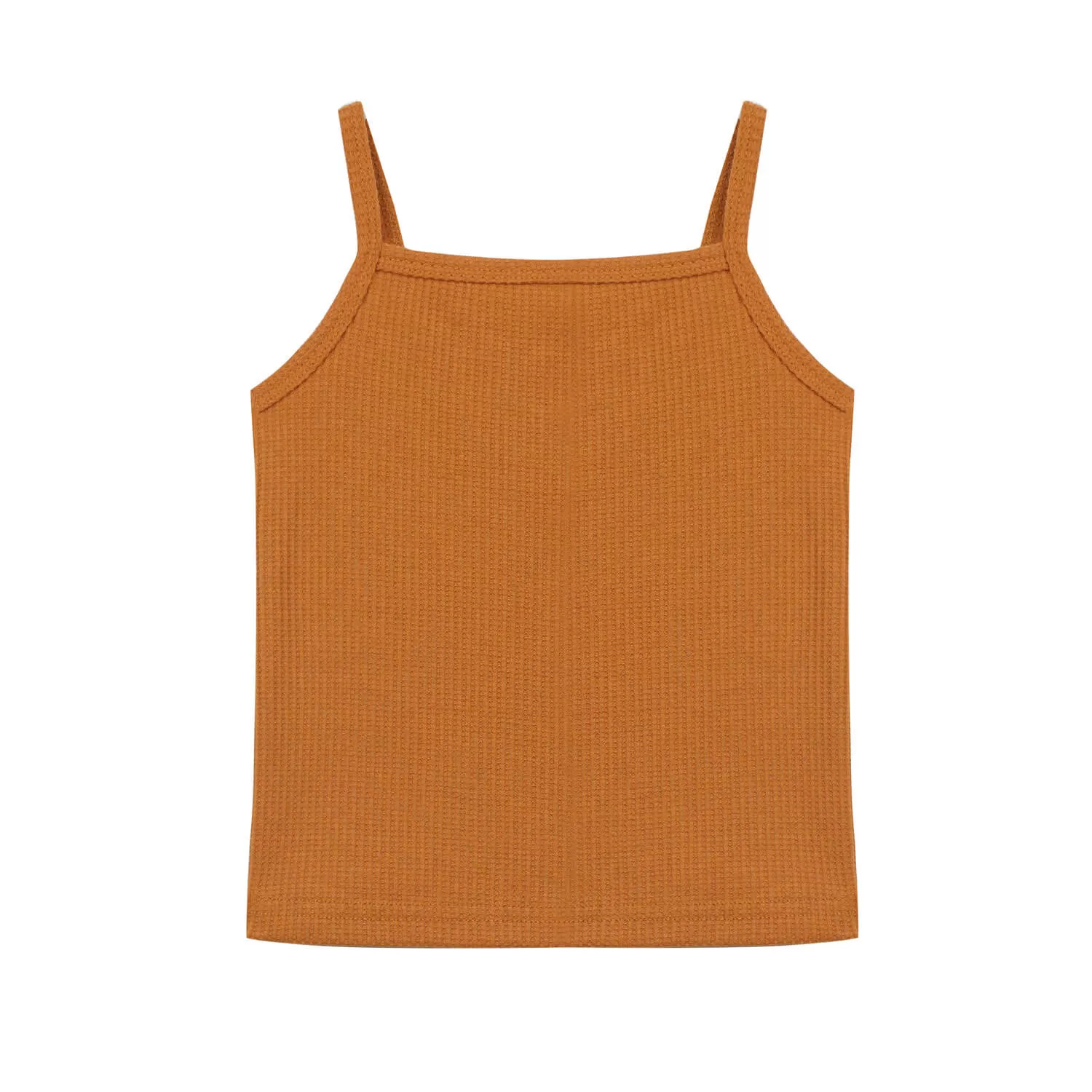 Sleeveless Waffle Vest-Orange